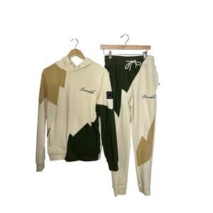 Civilized Suede Mix Color Block Hoodie Jogging Set Men's Size Small‎